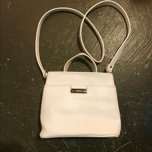 White double sided (interior) cross body/hand bag